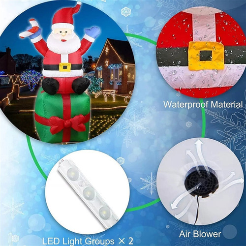 Mc 1.8m Molde De Aire Hinchable Iluminado, Santa Claus