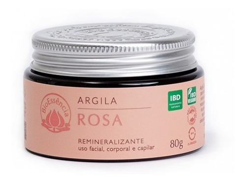 Máscara faciai para pele todos Bioessencia Remineralizante Argila Rosa 80g