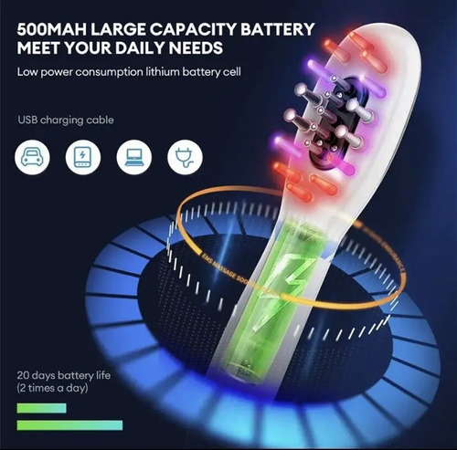 Peine De Masaje Led, Terapia De Luz For Masaje Capilar