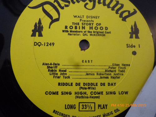 Vinilo Lp De Robin Hood -- Walt Disney (u1035