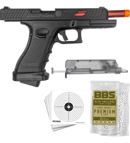 Pistola Airsoft A Gás Combat Master Gbb Blowback Com Recuo