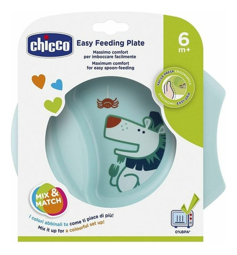 Plato Easy Feeding 6m+ Chicco Color Azul Chicco Plato Easy Feeding