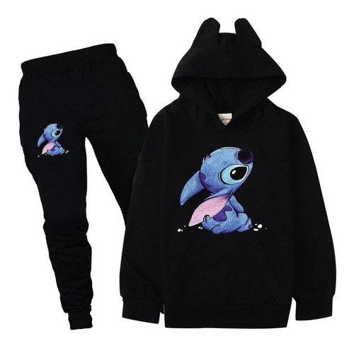 Stitch Sudadera Con Capucha Tops+pantalones Conjunto Chándal