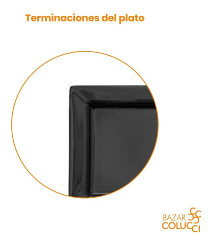 Plato Postre Rectangular Negro X6 Oxford Bazar Colucci