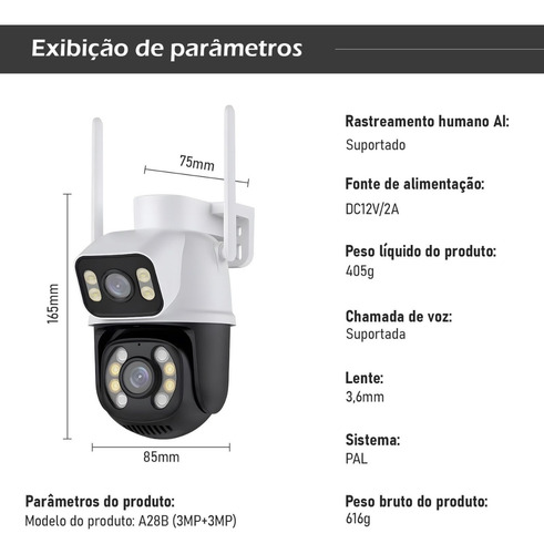 Câmera De Segurança Dupla Wi-fi Smart Angulo Duplo 3mp Icsee