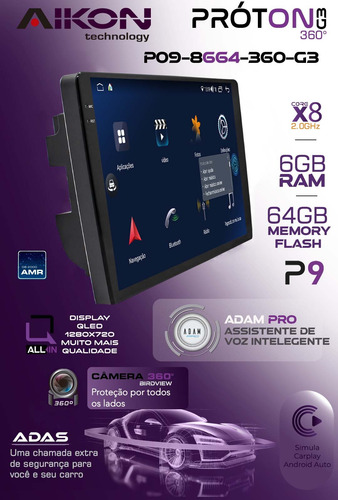 Multimidia Golf Mk7 9p Aikon Proton G3 Android 14 6gb 64gb