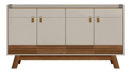 Balcão Buffet 160cm 4pt Pés Retrô Luzzo Freijó/off Mpozenato Cor Amarelo