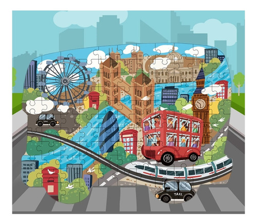Maleta De Puzzle Bus De Londres De 108pcs Rompecabezas