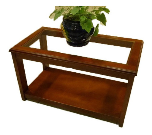 Mesa De Centro De Madera Con Cristal - Casa Bonita Muebles
