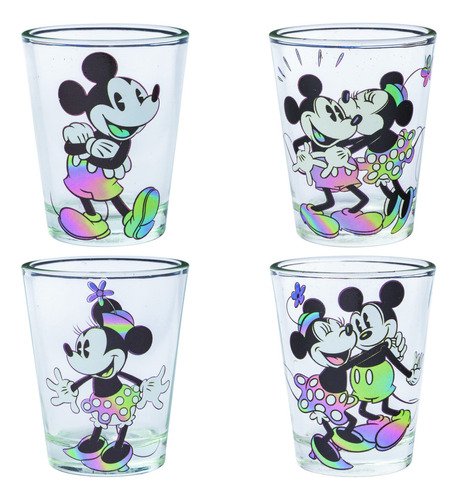 Juego De 4 Mini Vasos 1.5 Onzas Silver Buffalo Mickey Minnie