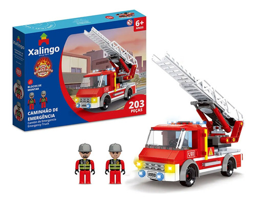 Caminhão Bombeiros Com Escada 203pcs Xalingo Compatível Lego