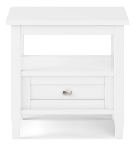 Mesa Auxiliar Rústica Blanca De Madera Maciza Con Almacenami