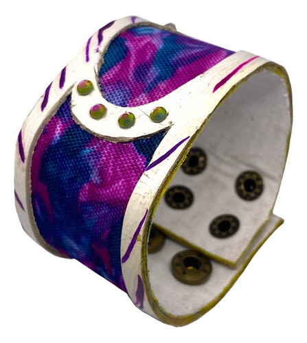 Brazalete Muñequera Calada Blanca Cuero Varios Talles