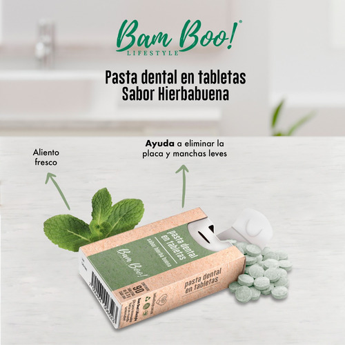 Imagen 4 de 7 de 20 Pack Pasta Dental Sólida Hierbabuen 90 Tabletas Bam Boo!