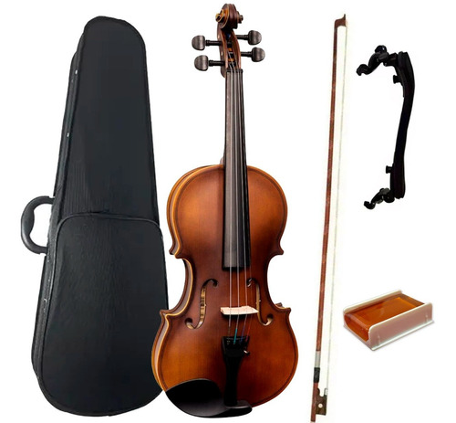 Kit Violino Fosco 4/4 Arco Breu Case Espaleira 