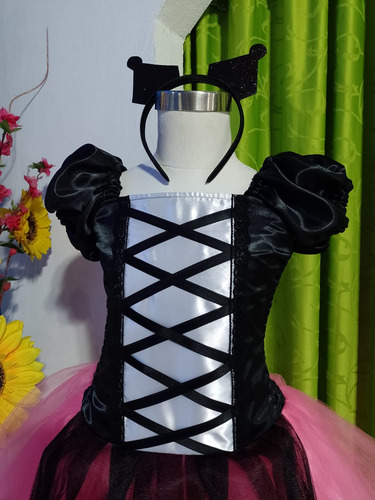 Disfraz Cosplay Halloween Vestido Kuromi 3 (calidad) Niñas Negro Y Rosa 6