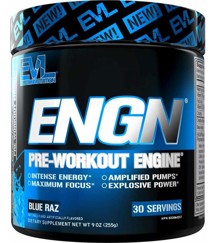 Evlution Nutrition Engn Polvo Preentrenamiento Intenso, Sin