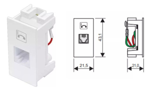 Módulo Tomada Rj11 4 Vias Branco - Fame Habitat 2064