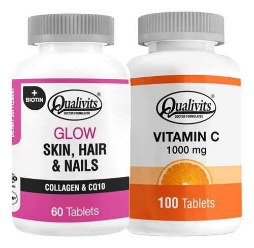 Glow Skin Hair & Nails Vitamina C 1000 Mg X 100 - Qualivits