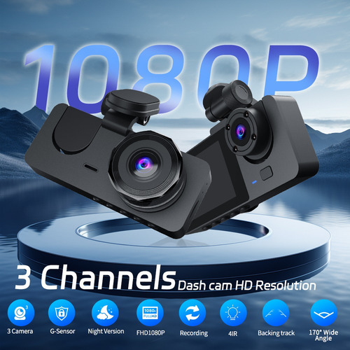 Cámara Para Automovil Dashcamera 32gb Tarjeta 1080p 3camaras