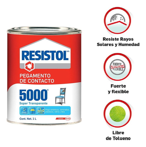 Pegamento Resistol 5000 Transparente Lata 1 L Transparente