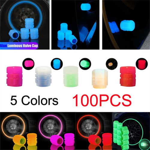 100 Tapas Fluorescentes For Válvula De Neumático, Cubo De R
