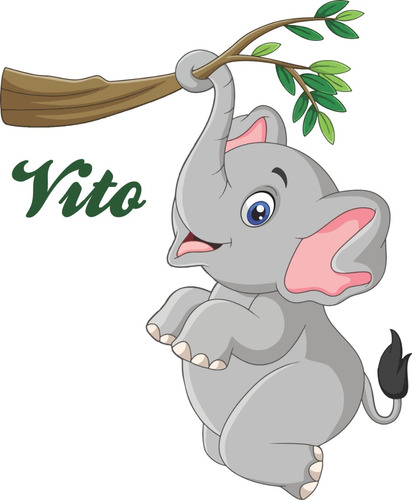 Vinilo Infantiles Elefante Con Nombre Wall Stickers