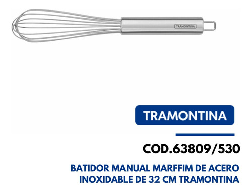   Batidor Manual Marffim De Acero Inox De 32 Cm Tramontina