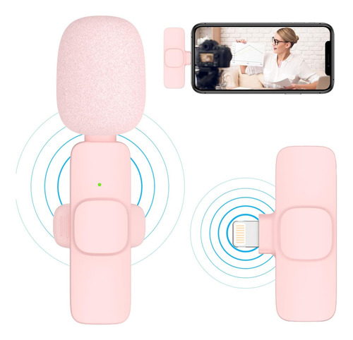 Micrófono De Solapa Inalámbrico Rosa Para iPhone - Mini Micr