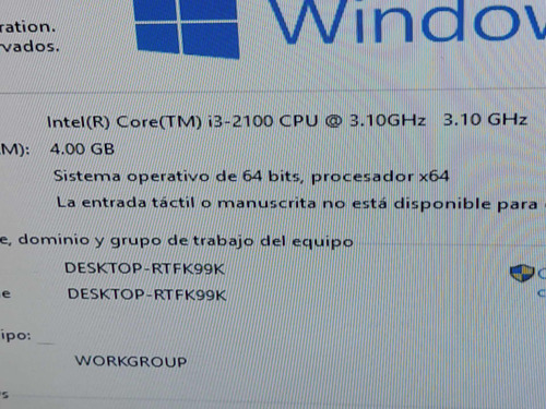 Cpu Core I3 2100 A 3.10 Y 4 En Ram En Gabinete De Hp 7000 Fu