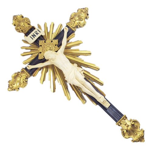 Imagem 6 de 8 de Crucifixo De Resina Barroco Estilo Antigo Cor Marfim