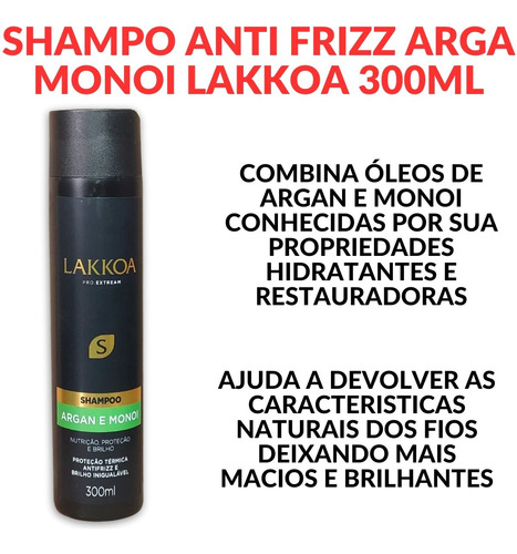 Shampoo Anti Frizz Argan E Monoi Lakkoa 300ml Original