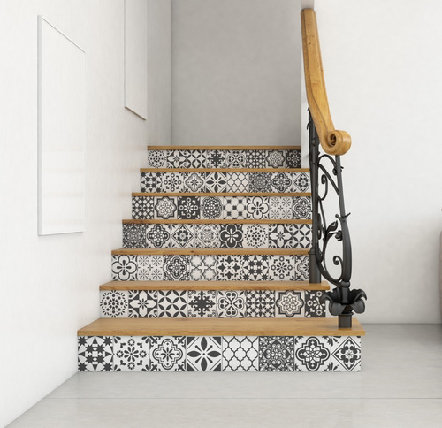 Imagen 3 de 7 de Vinilos Decorativos Escalera Escalones Mosaicos