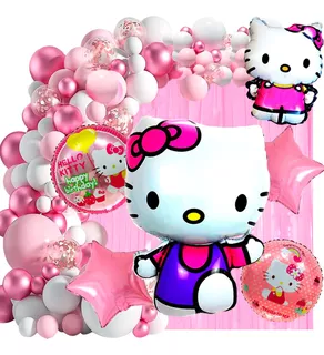 50 Art Globos Hello Kitty Gatita Banderin Kawaii Candy Bar