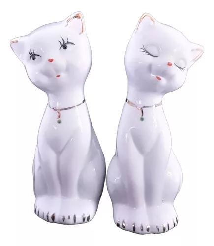 olvidar Para construir estrecho Pareja De Gatos De Cerámica 12.5 Cm De Alto Decorativo