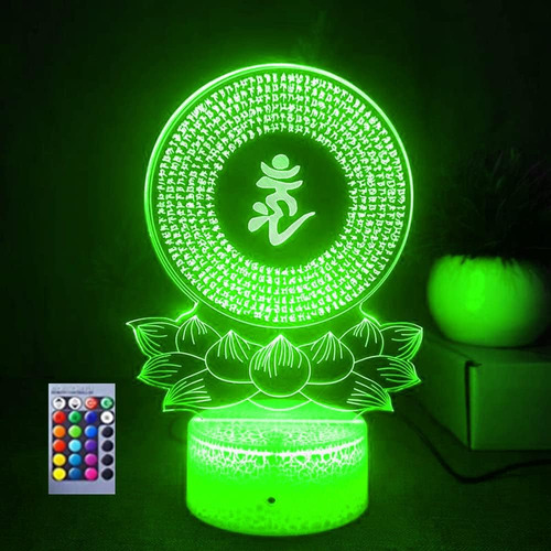 Lámpara De Ilusión Nocturna De Buda En 3d Con 16 Colores Cam
