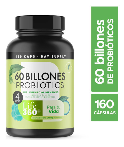 160 Cápsulas - Probióticos 60 Billones Y Prebióticos Inulina Sabor 160 Cápsulas Para 160 Dias
