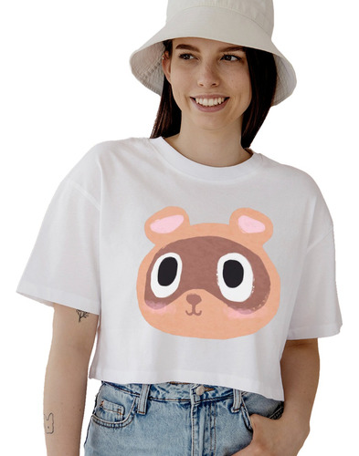 Playera Crop Top Juvenil Tanuki Nook Animal 