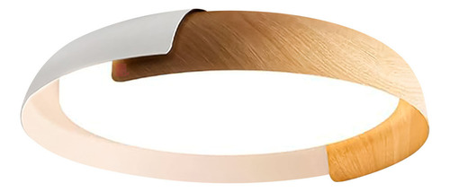 Lampara Plafón De Techo Fank Luz Led Diseño Madera Buena Luz Estructura Blanco