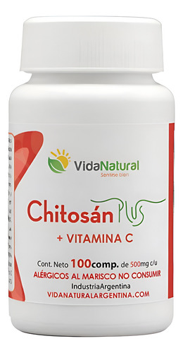 Chitosán + Vitamina C - 100 Comp 500 Mg C/u - Vida Natural Sabor Sin Sabor