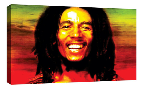 Cuadro Decorativo Canvas Moderno Bob Marley Color Bob Marley 6 Armazón Natural