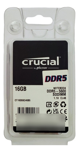 Memoria Ram Crucial Ct16g56c46s5 Ddr5 Para Portátil, 16 Gb,
