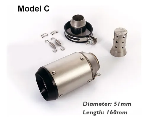 Tubo Silenciador De Escape Racing Moto Para 51 / 60.5mm