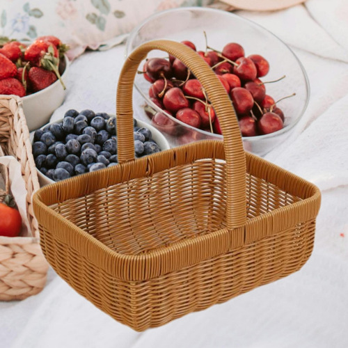 Cesta De Picnic De Ratán Sintético, Cesta Para Recoger , S