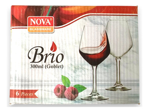 Juego De Copas De Vino Tinto Agua 6pza De Vidrio Brio