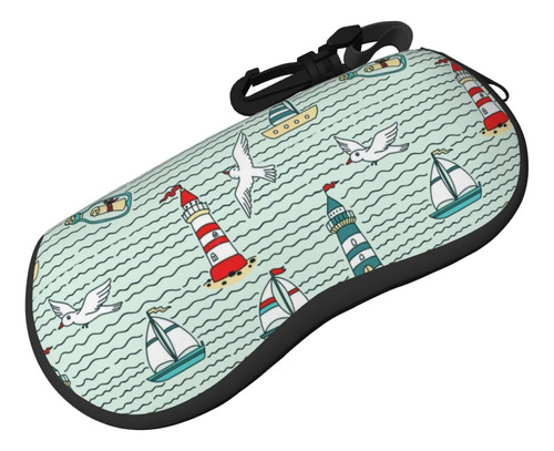 Seagulls Lighthouses Sailboats Sunglasses Case With Carabine