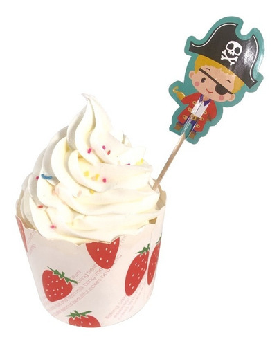 Pinche Cupcake Copetin Pirata X20 Uni Decoracion Cumpleaños