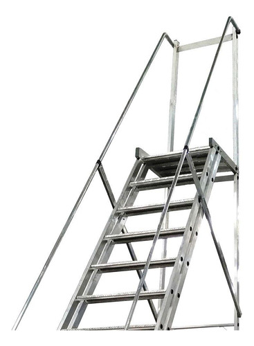 Escada Plataforma Trepadeira 4,0m 15 Degraus Com 2 Rodas