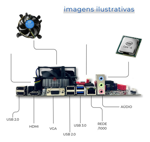 Kit Processador I5 -3470s + Placa Mãe H61