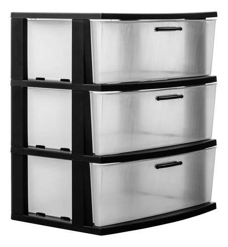 Cajonera Comoda Organizador Multifuncional 3 Cajones Mq Color Negro Lisa